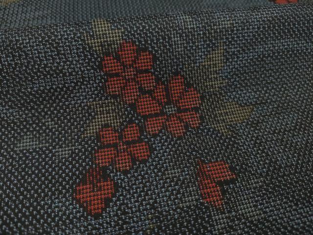 平和屋着物○本場大島紬 カタス7マルキ 草花文 正絹 逸品 AAAZ4979ck 紬