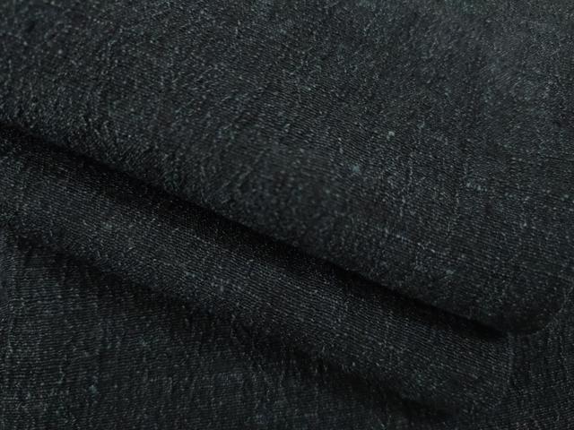 平和屋着物●男性　紬　ちぢみ織　色無地　藍鉄色　交織　逸品　AAAZ4980ck