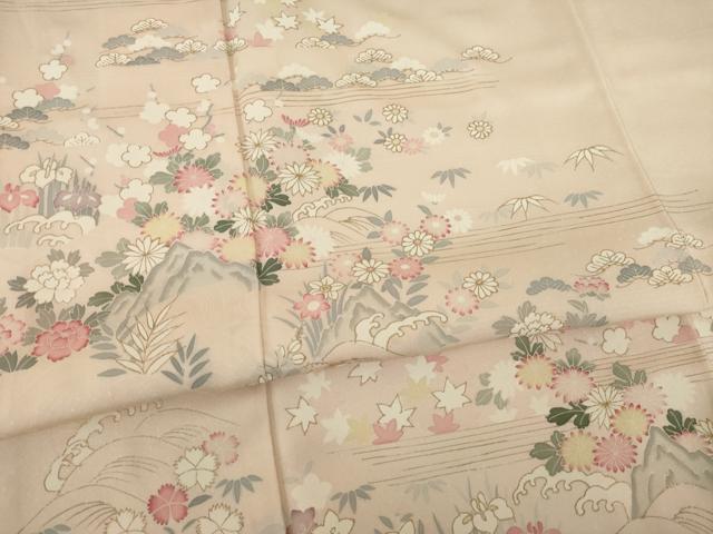 平和屋着物○訪問着 友禅 立波花文 松坂屋調整 金彩 正絹 逸品 AAAZ5016ck