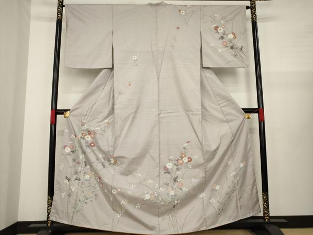 平和屋着物●本場大島紬　訪問着　友禅　草花文　正絹　逸品　AAAZ5020ck