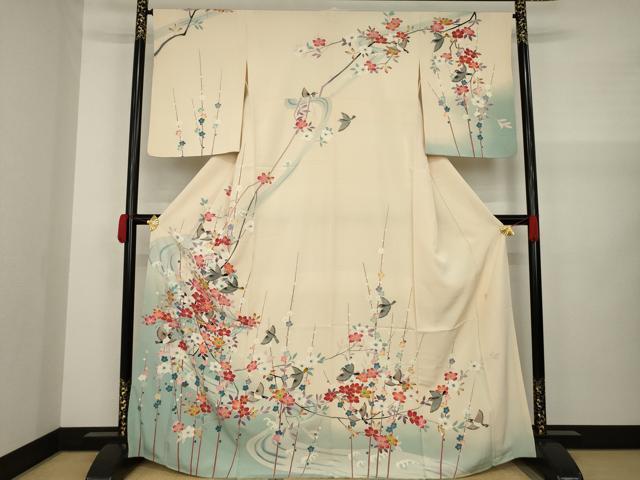 平和屋着物●訪問着　友禅　作家物　花鳥文　正絹　逸品　AAAZ5025ck