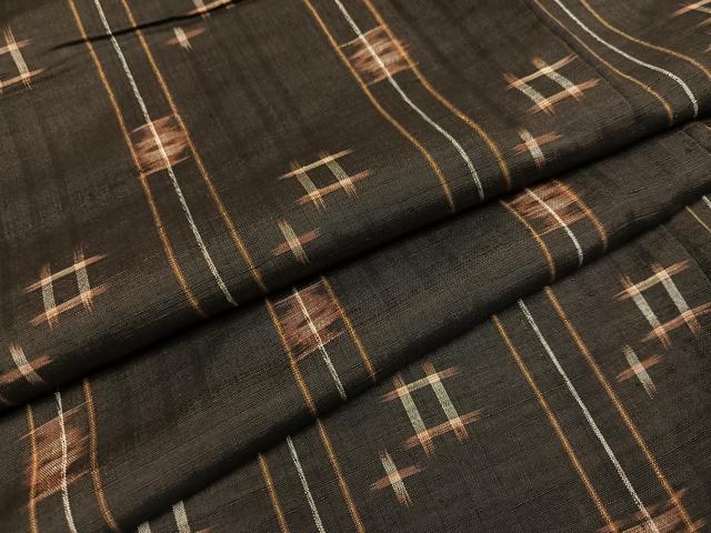 平和屋着物●国指定重要無形文化財　本場久米島紬　手織　正絹　逸品　AAAZ5080ph