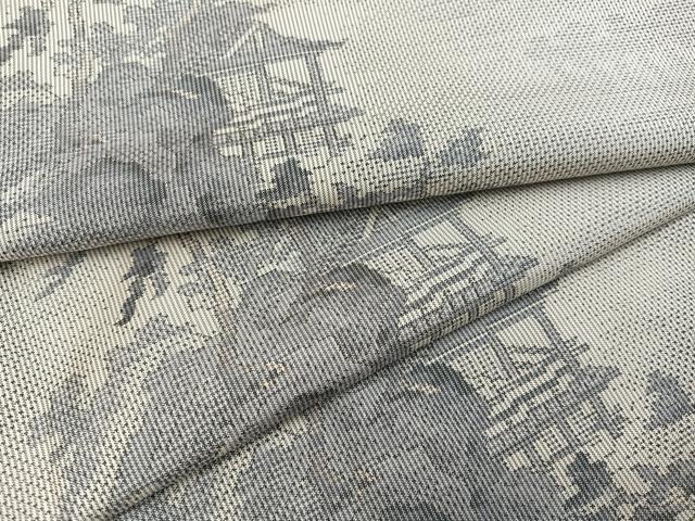 平和屋着物●本場大島紬　白大島　一元７マルキ　総絣　風景樹林文　正絹　逸品　AAAZ5092ph