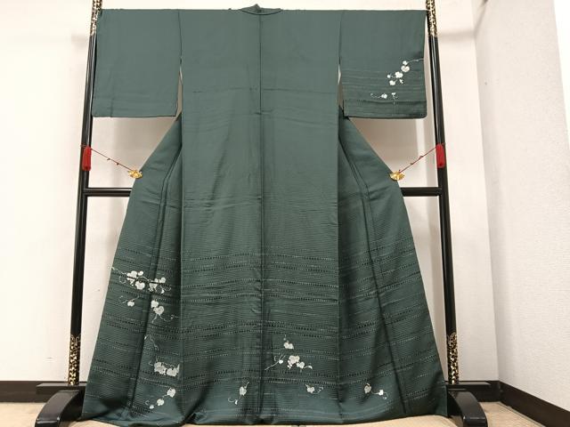 平和屋着物●訪問着　ろうけつ染め　葡萄蔦の葉　銀糸　正絹　逸品　AAAZ5099ph