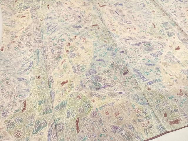 平和屋着物●上質な小紋　ろうけつ染め　バティック　更紗文様　鬼しぼ縮緬　正絹　逸品　AAAZ5101ph 平和屋着物○上質な小紋 ろうけつ染め バティック 更紗文様 鬼しぼ縮緬