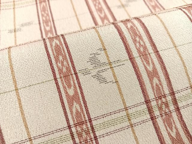平和屋着物○上質なお召 琉球絣文様 正絹 逸品 AAAZ5109ph