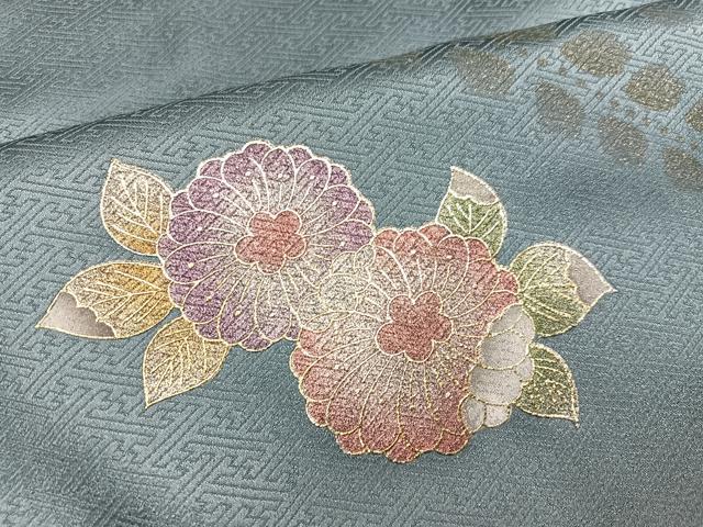 平和屋着物○訪問着 流水草花籬文 暈し染め 金銀彩 正絹