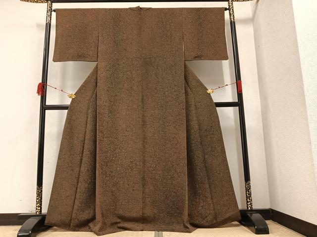 平和屋着物□上質な小紋 ろうけつ染め 草花文 正絹 逸品 AAAX9659ph