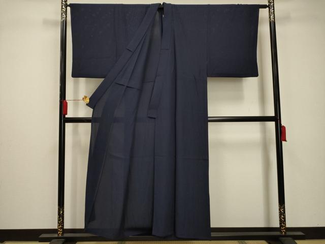 平和屋着物＊夏物　男性　色無地　絽　濃藍色　正絹　逸品　AAAZ5131sx 平和屋着物＊夏物 男性 色無地 絽 濃藍色 正絹 逸品 AAAZ5131sx