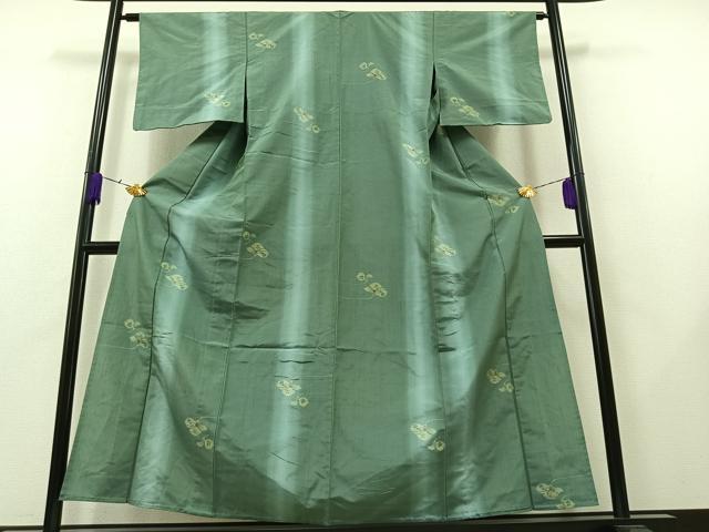 平和屋着物▽上質な紬　単衣　枝花文　正絹　逸品　AAAZ5682jh 平和屋着物▽上質な紬 単衣 枝花文 正絹 逸品 AAAZ5682jh