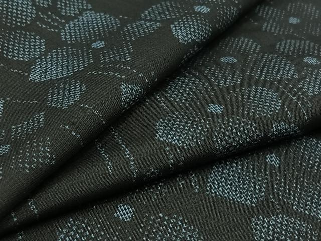 平和屋着物▽上質な紬　単衣　草花文　正絹　逸品　AAAZ5685jh