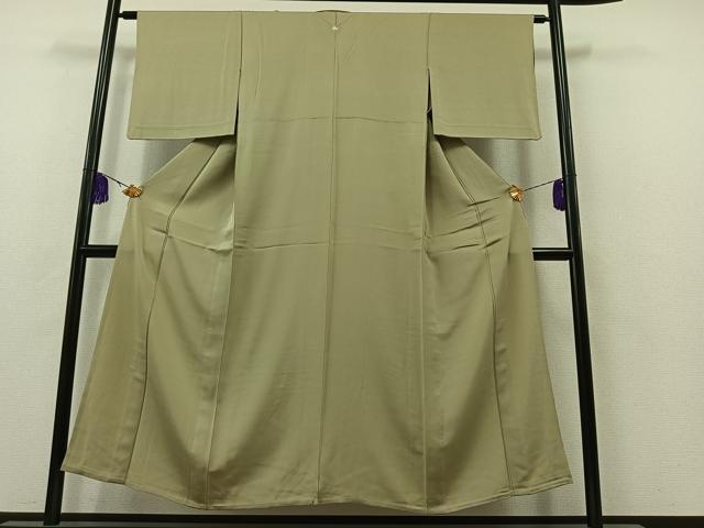 平和屋着物▽上質な色無地 単衣 抹茶色 正絹 逸品 AAAZ5692jh