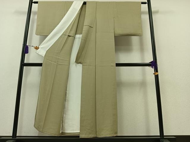 平和屋着物▽上質な色無地 単衣 抹茶色 正絹 逸品 AAAZ5692jh