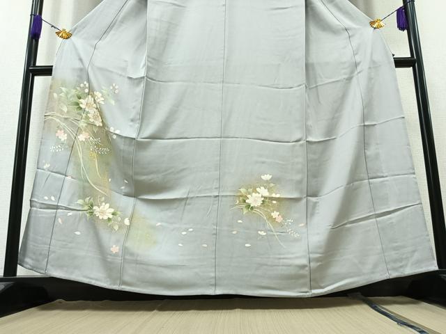 平和屋着物▽訪問着　単衣　枝花文　暈し染め　金彩　正絹　逸品　AAAZ5702jh_2