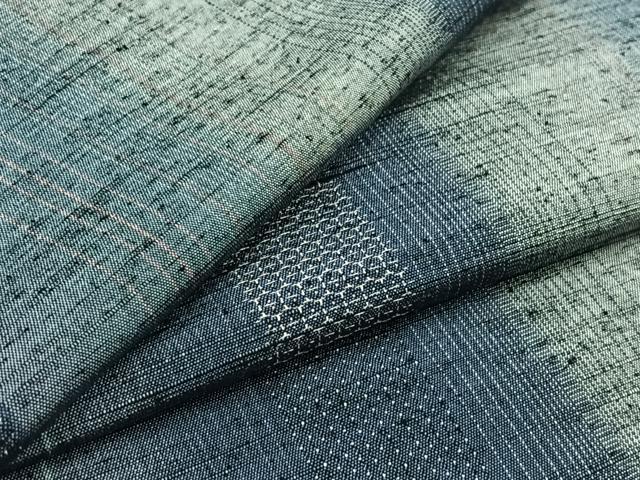 平和屋着物▽上質な紬　単衣　縞　正絹　逸品　AAAZ5703jh