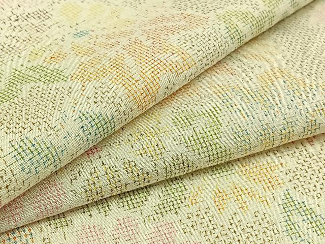 平和屋着物▽上質な紬　単衣　草花文　正絹　逸品　AAAZ5708jh