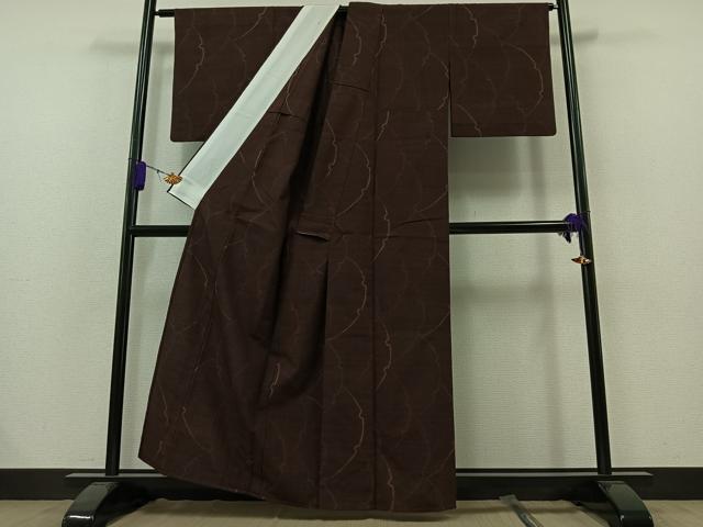 平和屋着物▽上質な紬 単衣 雪輪文 正絹 逸品 AAAZ5712jh 紬