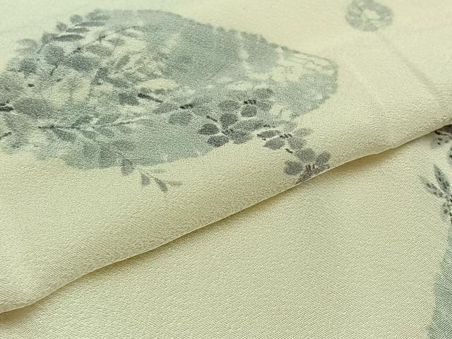 平和屋着物▽訪問着 単衣 貝合わせ花文 正絹 逸品 AAAZ5719jh