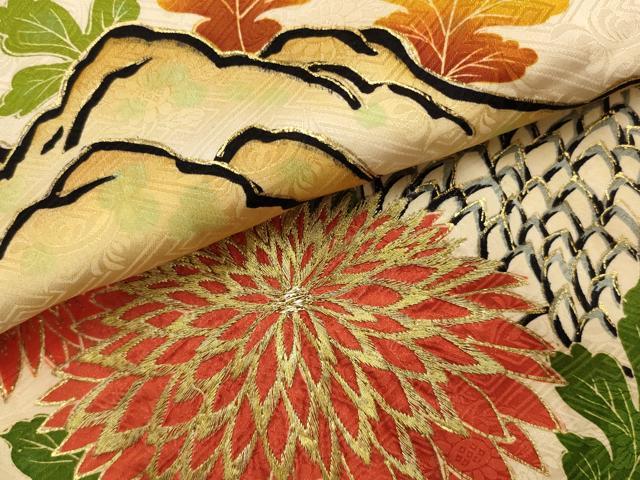 平和屋本店▼アンティーク 大正ロマン お引きずり・お引き摺り・引き振袖 和装 舞妓 芸妓 衣装 刺繍 鳳凰花文 金彩 銀糸 AAAZ6287ou 平和屋本店▽アンティーク 大正ロマン お引きずり・お引き摺り・引き