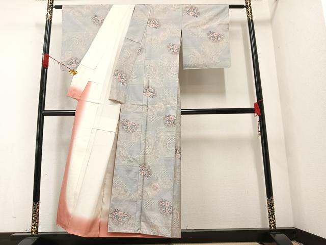 平和屋着物○本場大島紬 白大島 一元7マルキ 総絣 花丸文 藤絹織物