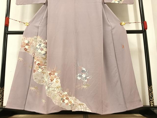 平和屋着物▽訪問着　単衣　友禅　作家物　流水　松竹梅　暈し染め　正絹　逸品　CAAT9501dy 平和屋着物▽訪問着 単衣 友禅 作家物 流水 松竹梅 暈し染め