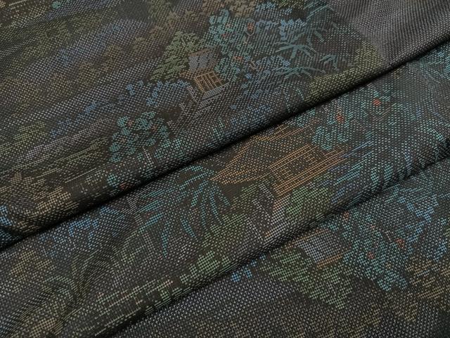 平和屋着物●本場大島紬　カタス７マルキ　風景草木文　正絹　逸品　AAAZ6876ph