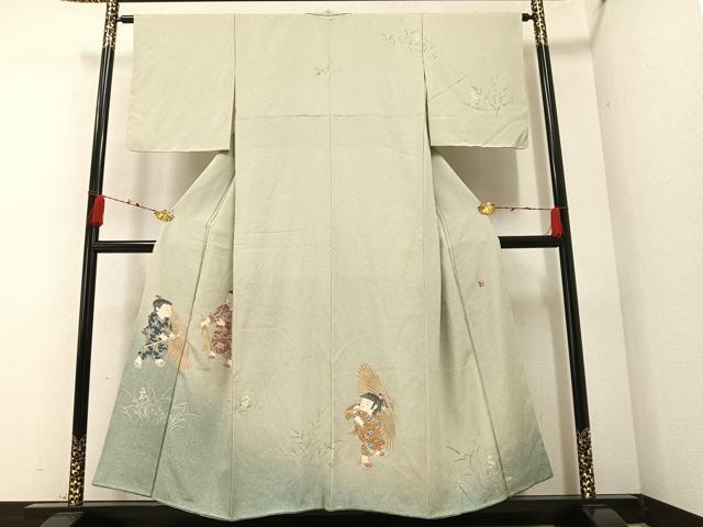 平和屋着物●十日町友禅作家　関口遼一　訪問着　童子　暈し染め　正絹　逸品　AAAZ6879ph