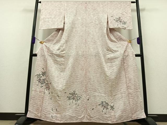 平和屋着物▽洗える最高級着物　＜英＞はなぶさ謹製　訪問着　単衣　草花文　洗える着物　AAAZ7128jh