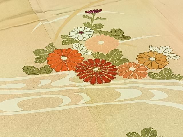平和屋着物▽訪問着 単衣 駒刺繍 流水菊文 暈し染め