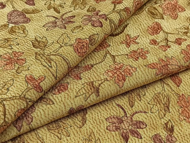 平和屋着物▽上質な小紋　単衣　草花文　正絹　逸品　AAAZ7148jh