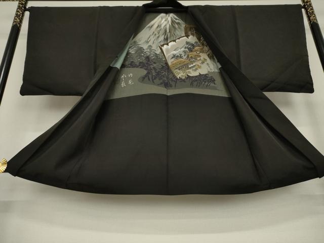 平和屋着物○男性 黒紋付 長羽織セット 正絹 逸品 AAAZ7164ck 