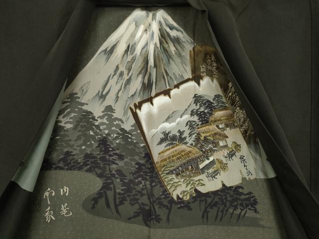 平和屋着物○男性 黒紋付 長羽織セット 正絹 逸品 AAAZ7164ck 