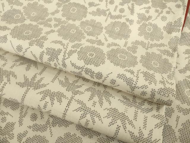 平和屋着物●本場大島紬　白大島　一元7マルキ　笹　梅　菊　正絹　逸品　未使用　AAAZ7182ck