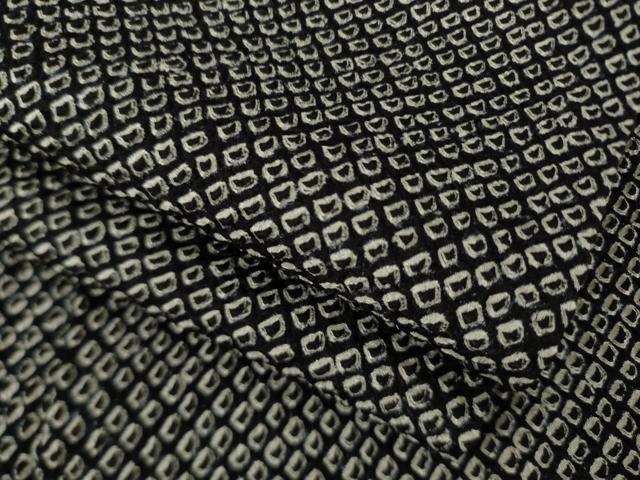 平和屋着物●大変加工の良い総絞り小紋　黒地　正絹　逸品　AAAZ7195ck