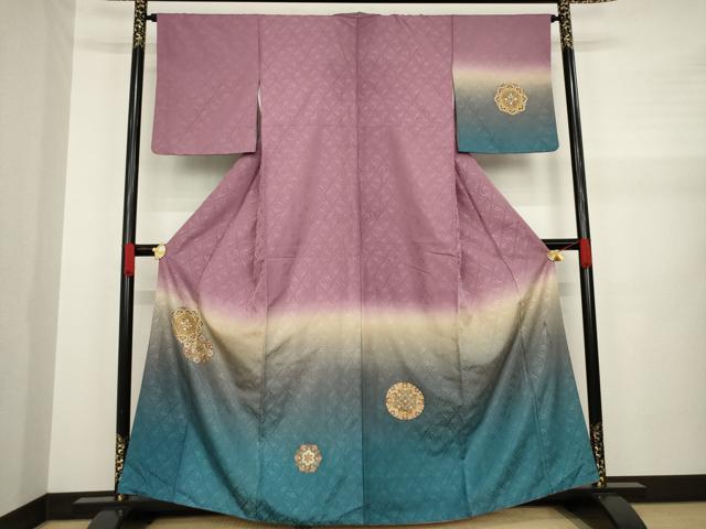 平和屋着物●染色家　岸上純平　訪問着　飾花文　暈し染め　金彩　正絹　逸品　AAAZ7220ck