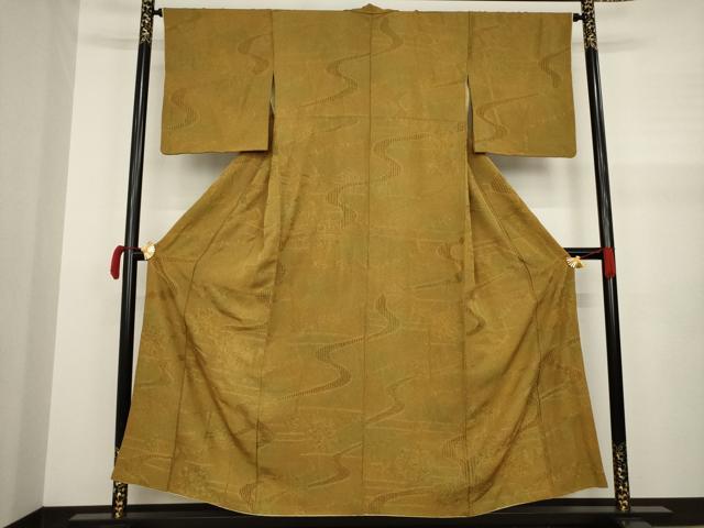 平和屋着物●上質な小紋　中国三大刺繍　汕頭刺繍　スワトウ刺繍　流水花文　正絹　逸品　AAAZ7223ck 平和屋着物○上質な小紋 中国三大刺繍 汕頭刺繍 スワトウ刺繍 流水