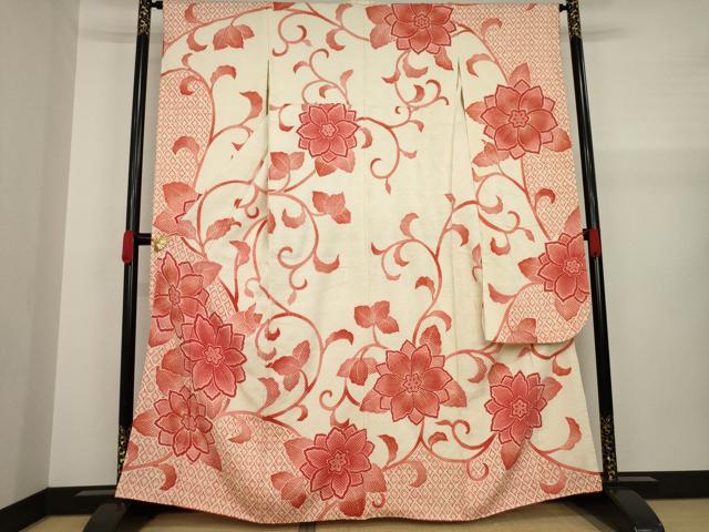 平和屋着物●名門　藤娘きぬたや・総絞り　振袖　花唐草文　正絹　逸品　AAAZ7226ck