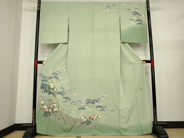 平和屋着物●峰山　訪問着　花籬松文　暈し染め　正絹　逸品　AAAZ7233ck