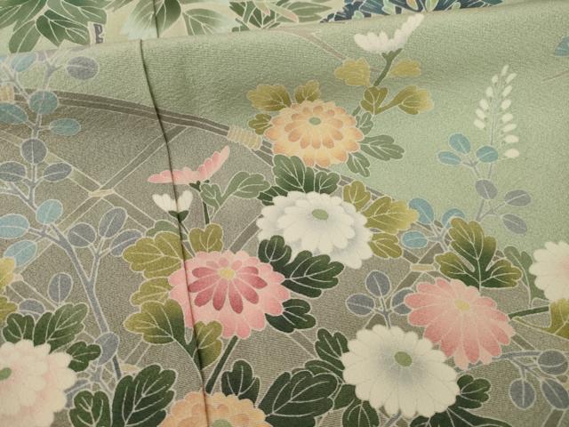 平和屋着物○訪問着 久保忠男 草花文 暈し染め 金通し地