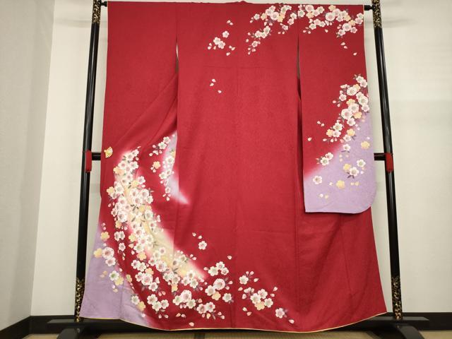 平和屋着物●豪華振袖　枝花文　桜　暈し染め　鈴乃屋扱い　正絹　逸品　AAAZ7234ck