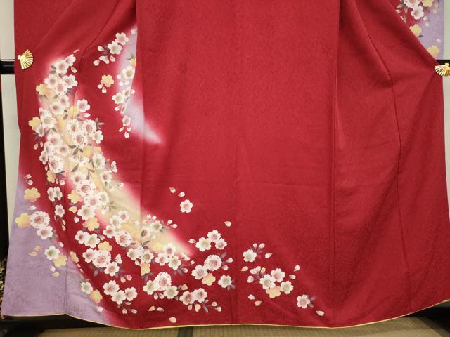 平和屋着物○豪華振袖 枝花文 桜 暈し染め 鈴乃屋扱い 正絹