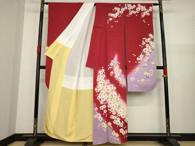 平和屋着物○豪華振袖 枝花文 桜 暈し染め 鈴乃屋扱い 正絹