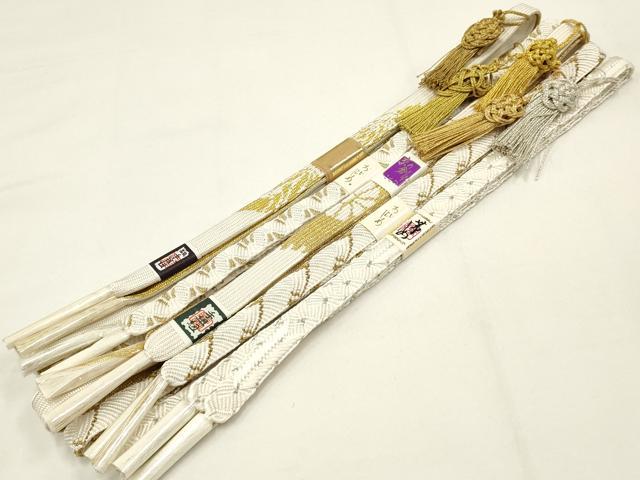平和屋着物●和装小物　上質な帯締め5本セット　礼装用　高麗組 綾出し　唐組　金銀糸　亀房付き　逸品　未使用　AAAZ7273ay
