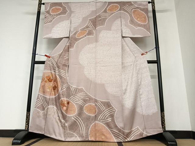 平和屋着物●訪問着　駒刺繍　絞り　舞桜文　暈し染め　金彩　正絹　逸品　AAAZ7281zg