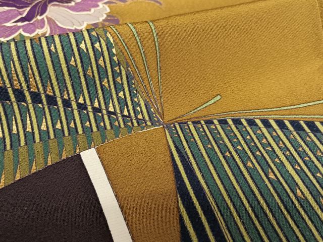 平和屋着物□訪問着 駒刺繍 花蝶文 金彩 正絹 逸品 未使用