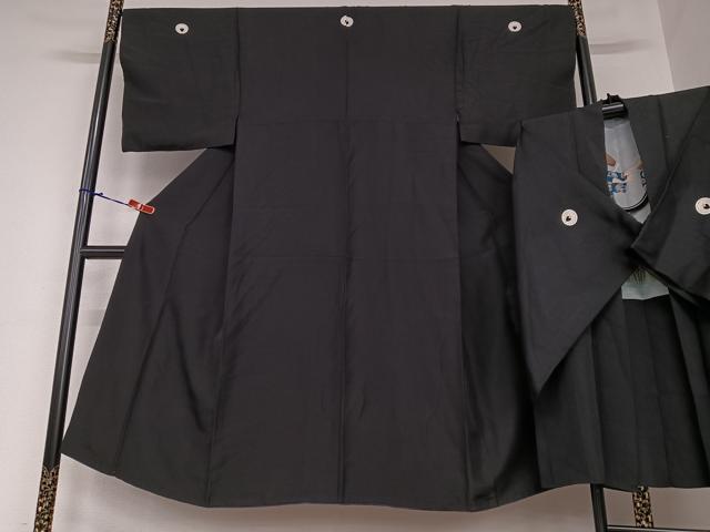 平和屋着物●男性　黒紋付　長羽織セット　正絹　逸品　AAAZ7287zg