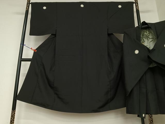 平和屋着物●男性　黒紋付　長羽織セット　正絹　逸品　AAAZ7289zg