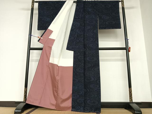 平和屋着物●結城紬　流水文　正絹　逸品　未使用　AAAZ7291zg 平和屋着物○結城紬 流水文 正絹 逸品 未使用 AAAZ7291zg