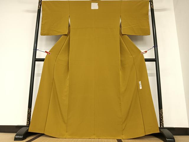 平和屋着物●人間国宝 芹沢圭介一番弟子　下平清人　色無地　桑茶色　正絹　逸品　AAAZ7296zg 平和屋着物○人間国宝 芹沢圭介一番弟子 下平清人 色無地