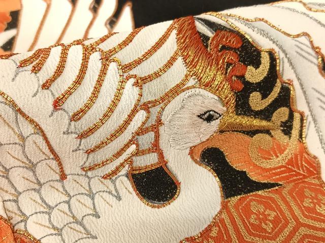 平和屋着物●豪華黒留袖　駒刺繍　鳳凰花文　金彩　正絹　逸品　AAAZ7313zg 平和屋着物○豪華黒留袖 駒刺繍 鳳凰花文 金彩 正絹 逸品 AAAZ7313zg